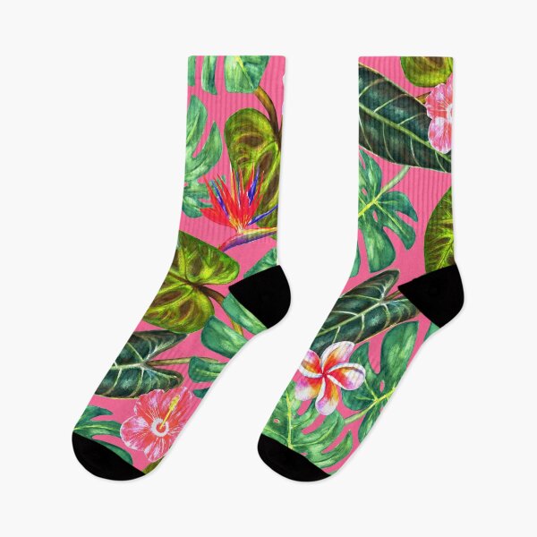 Item preview, pink tropical plant pattern  designed and sold by LivsPlantHouse.