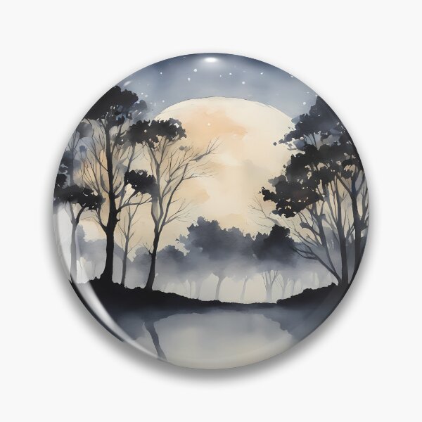 Item preview, Black Silhouette Moon Landscape designed and sold by CalmnessbyChoice.