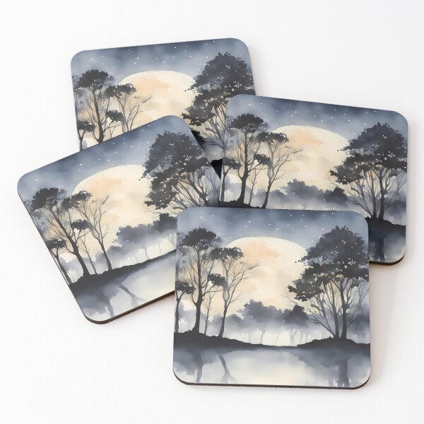 Item preview, Black Silhouette Moon Landscape designed and sold by CalmnessbyChoice.