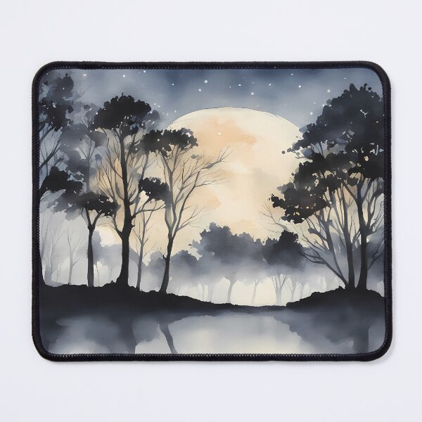 Item preview, Black Silhouette Moon Landscape designed and sold by CalmnessbyChoice.