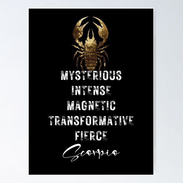 Item preview, Scorpio The Scorpion Characteristics - White Writing designed and sold by Cosmicly-Inked.