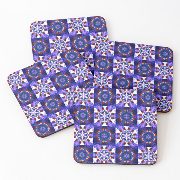 Item preview, Checkered pattern with abstract botanical leafy mandalas designed and sold by Prem-Adri.