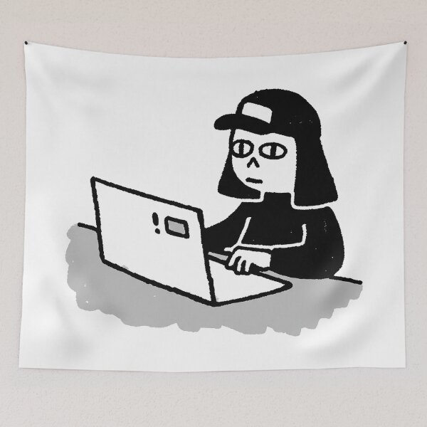 Item preview, Focused Computer User Minimalist Illustration designed and sold by zzz888.