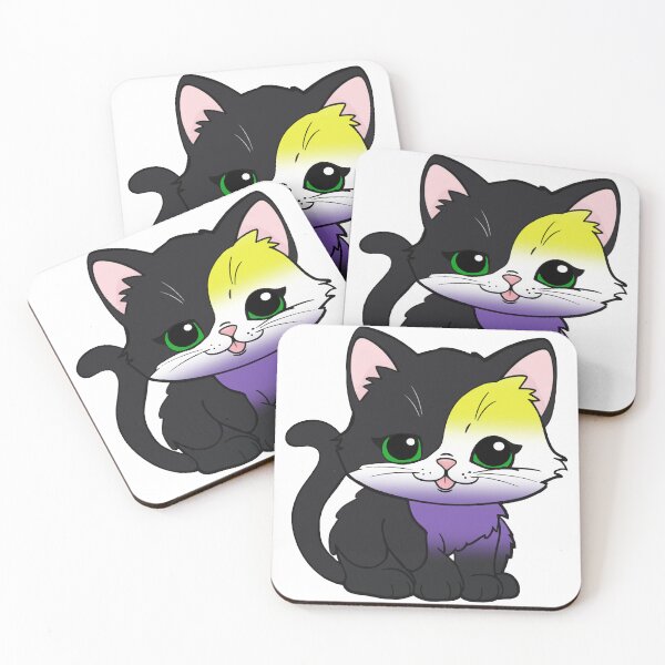 Item preview, Kawaii Nonbinary Cat – Nonbinary Pride Cute Design designed and sold by Travelslightly.