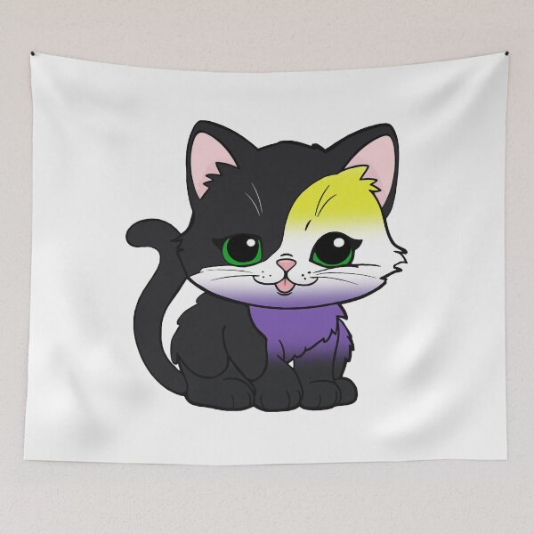 Item preview, Kawaii Nonbinary Cat – Nonbinary Pride Cute Design designed and sold by Travelslightly.