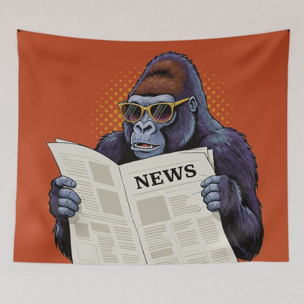Item preview, Newspaper-Loving Gorilla designed and sold by store-wasabi.