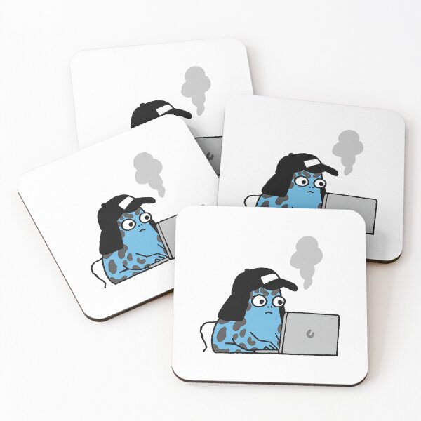 Item preview, Stressed Blue Frog Laptop Illustration designed and sold by zzz888.