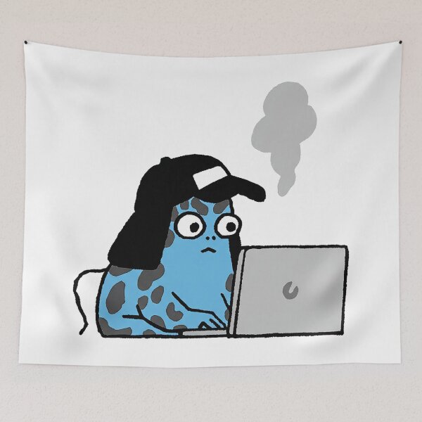 Item preview, Stressed Blue Frog Laptop Illustration designed and sold by zzz888.