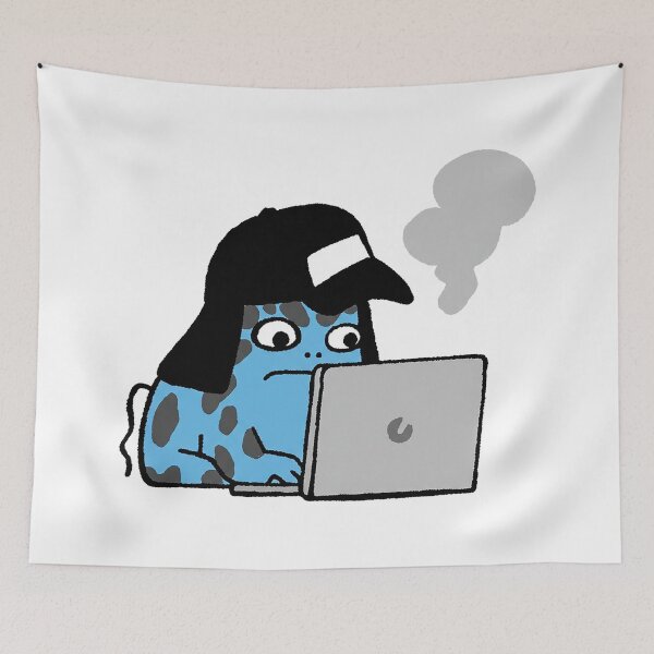 Item preview, Frustrated Blue Frog Laptop Illustration designed and sold by zzz888.