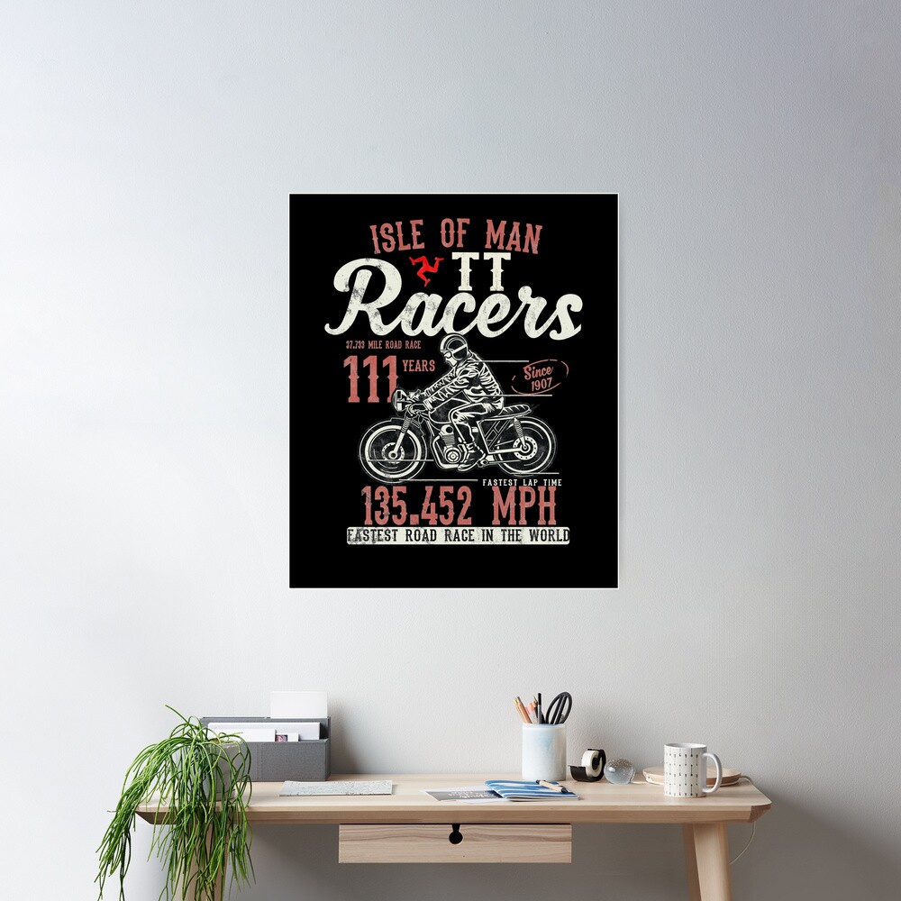 Isle Of Man TT Races Top Speed Racing 3 Legs Of Man Manx Flag Poster