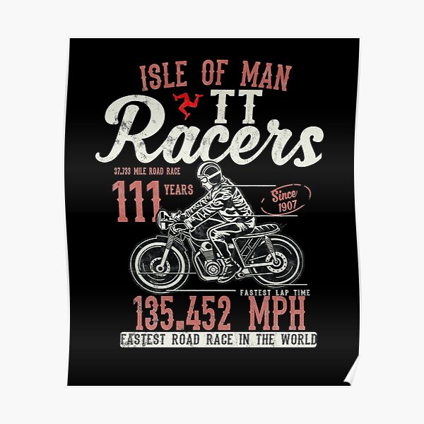 Isle Of Man TT Races Top Speed Racing 3 Legs Of Man Manx Flag Poster