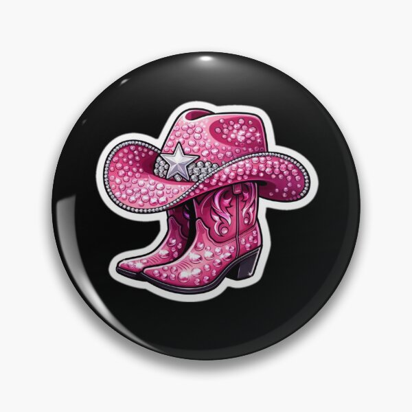 Artikelvorschau, Pinkfarbener und glitzernder Cowgirlhut mit Stiefeln. entworfen und verkauft von Andyt.