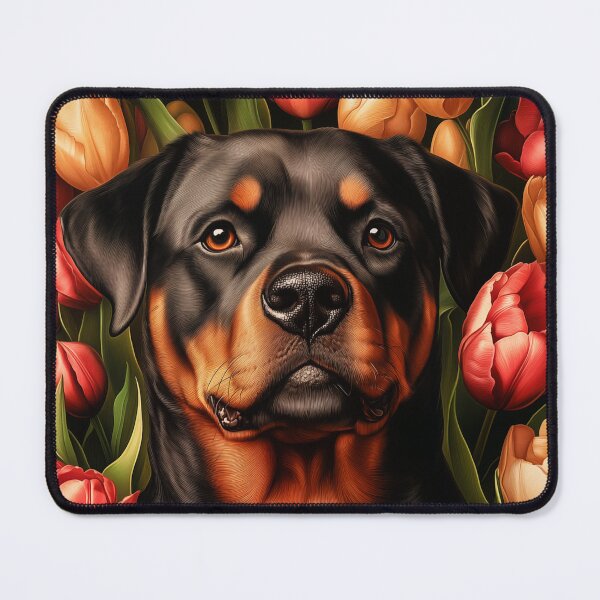 Item preview, Rottweiler with Tulips designed and sold by PetsArt.