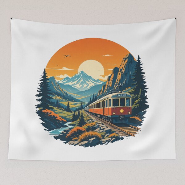 Item preview, Vintage Steam Train - Nostalgic and Adventurous Illustration for Home Decor, Fashion and Accessories Redbubble designed and sold by latelierdechris.