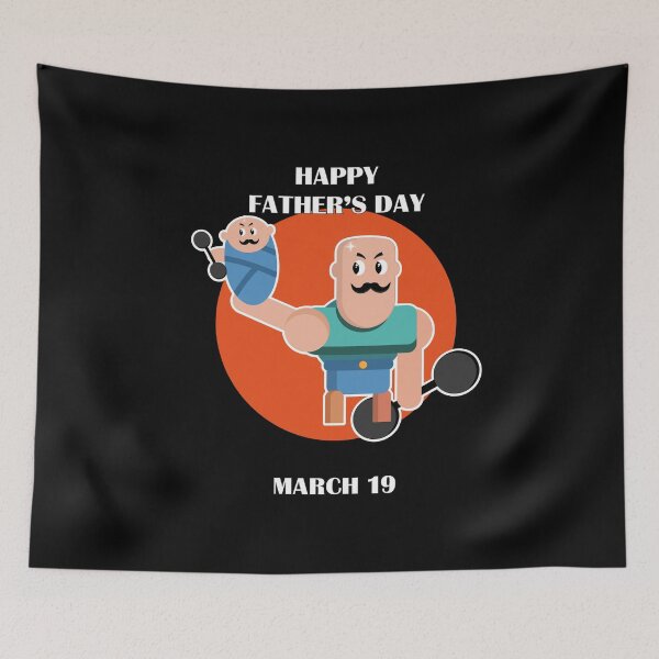 Item preview, Happy Father's Day on March 19 with a strongman lift to his strong baby designed and sold by Martapp.