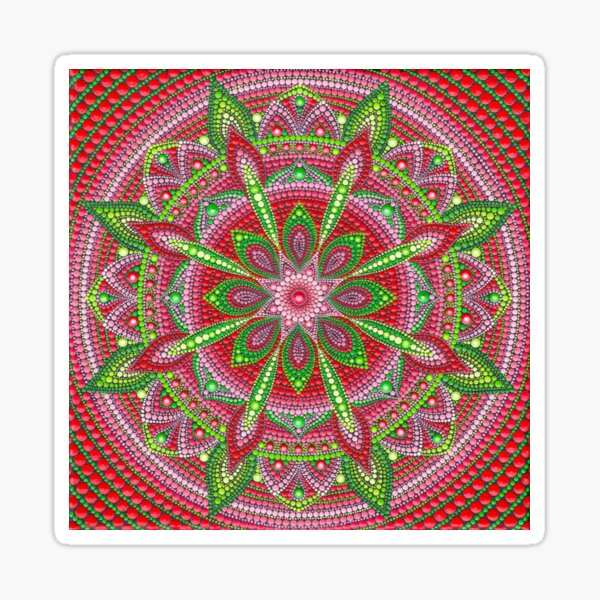 Red and Green Mandala painting Sticker