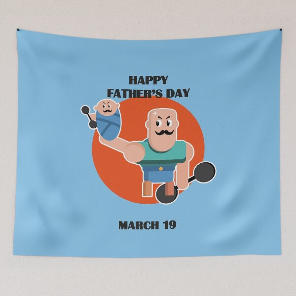 Item preview, Happy Father's Day on March 19 with a strong man who lifts his son up designed and sold by Martapp.