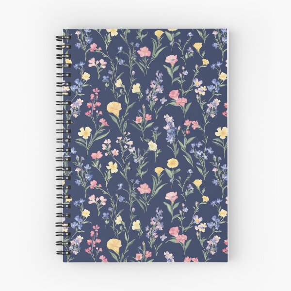Aperçu de l'œuvre fleurs sauvages à l'aquarelle sur fond bleu créée et vendue par PoppyLaneStudio.