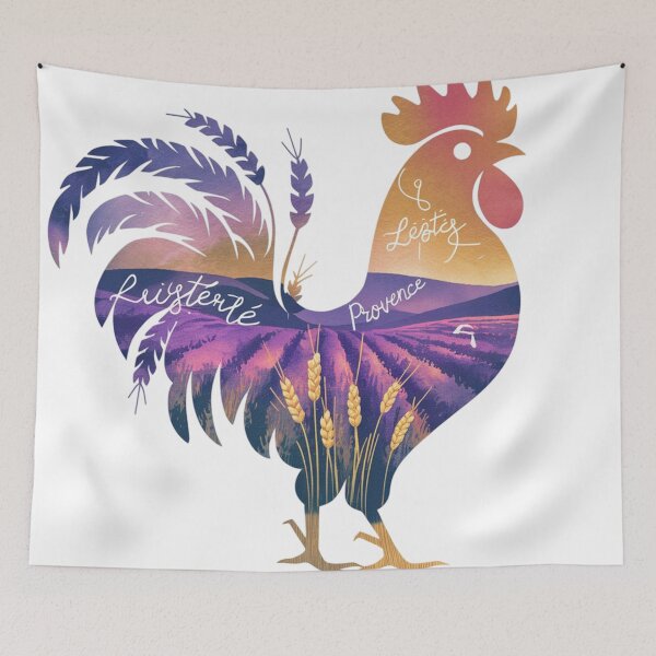 Item preview, Exploring France - gallic rooster and lavender fields designed and sold by wanderenergi.