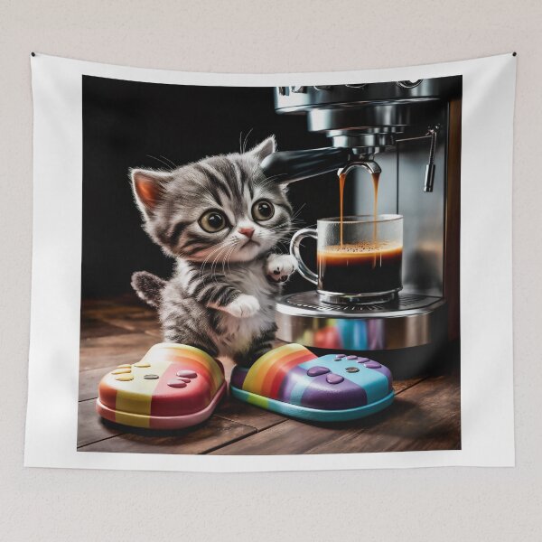 Item preview, Cat with coffee designed and sold by QuanntixArt.