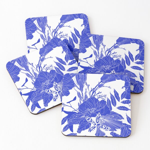 Item preview, Tropical flower illustration. Line  vintage seamless pattern, clematis, poppy, orchid line illustration.  designed and sold by MatyKotiv.