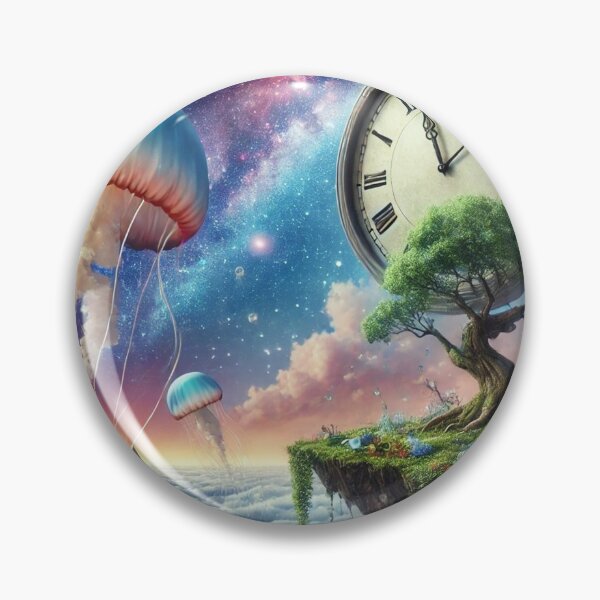 Item preview, This image depicts a surreal and fantastical scene where elements of nature and time are combined into a dreamlike landscape. designed and sold by Luci3120.