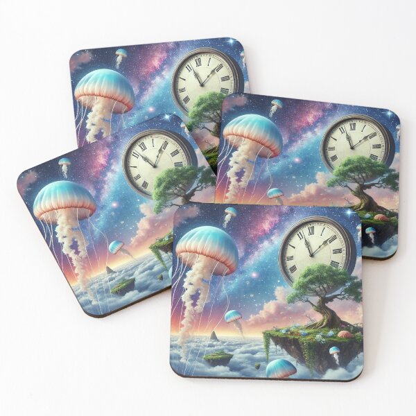 Item preview, This image depicts a surreal and fantastical scene where elements of nature and time are combined into a dreamlike landscape. designed and sold by Luci3120.