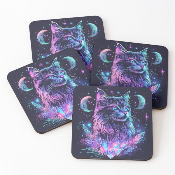 Item preview, Black cat with holographic elements designed and sold by natalidesign.
