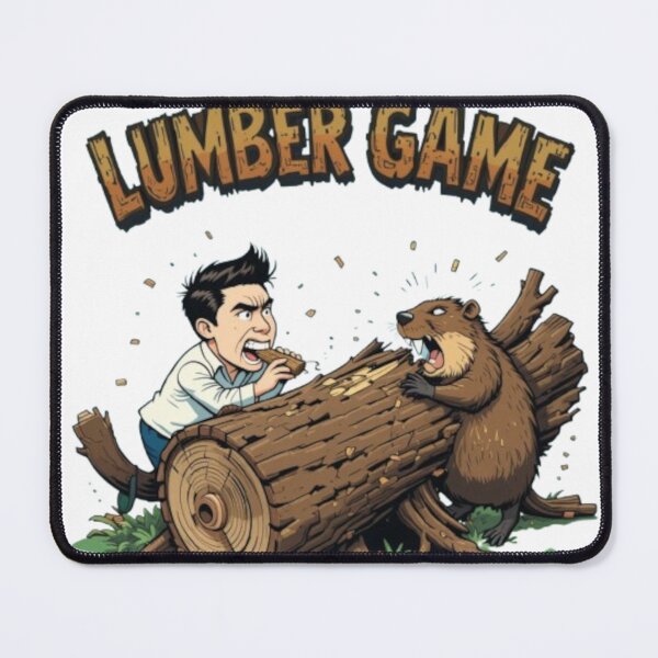 Item preview, Lumber Game Design - Beaver vs Human Competition, Funny Cartoon designed and sold by Rapica.