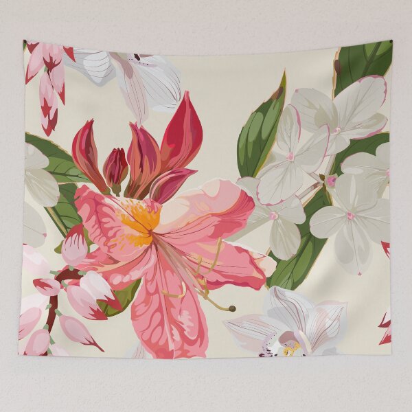 Item preview, Seamless pattern with pink Oleander, orchids, hydrangea flowers. Rhododendron Cosmopolitan flowers. designed and sold by MatyKotiv.