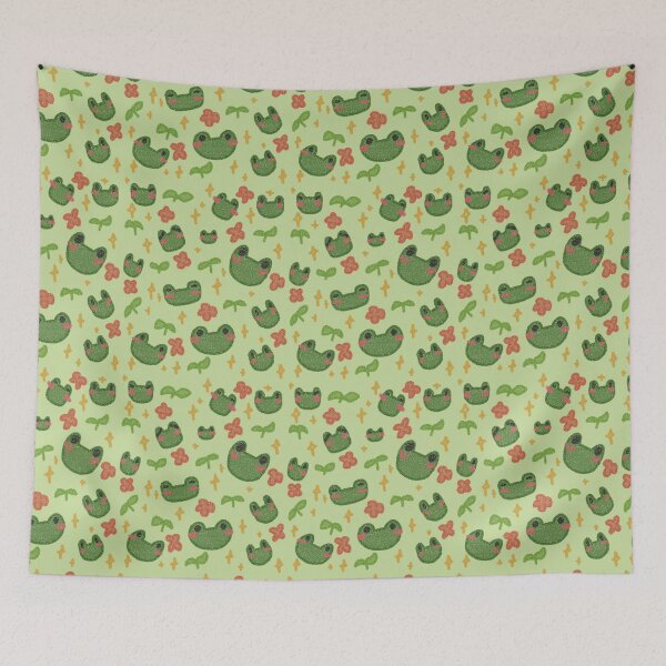 Item preview, Cute Froggy Pattern – Adorable Green Frogs with Flowers designed and sold by simple-goose.