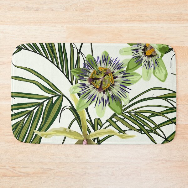 Item preview, Seamless pattern with pink orchid. passiflora flower, palm leaves. tropical  flowers  background.  designed and sold by MatyKotiv.