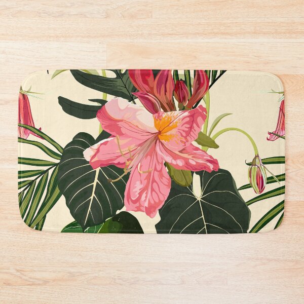 Item preview, Seamless pattern with pink Oleander flower, palm leaves. Rhododendron Cosmopolitan flowers  background.  designed and sold by MatyKotiv.