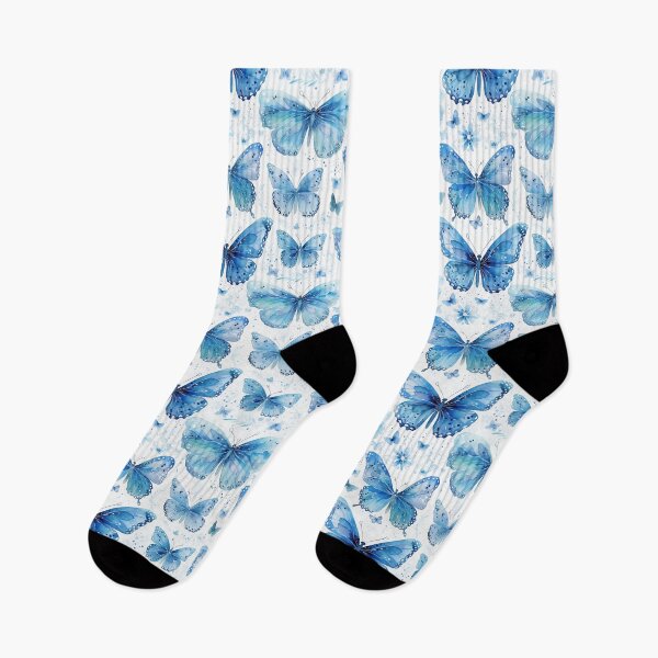 Item preview, monochromatic blue watercolour butterflies designed and sold by PoppyLaneStudio.