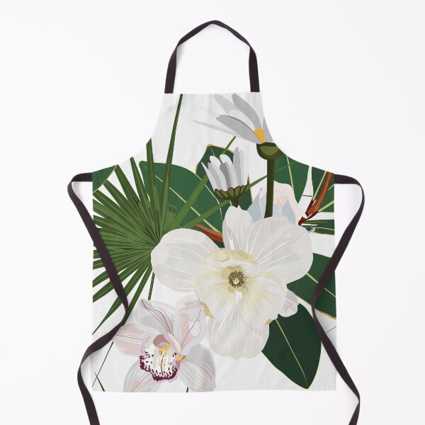 Item preview, Seamless pattern with white orchid, magnolia, camomile flower, palm leaves, tropical  flowers  background.  designed and sold by MatyKotiv.