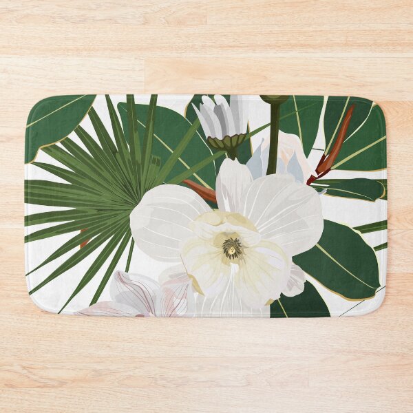Item preview, Seamless pattern with white orchid, magnolia, camomile flower, palm leaves, tropical  flowers  background.  designed and sold by MatyKotiv.