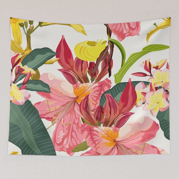 Item preview, Seamless pattern with pink Oleander, orchids, plumeria flowers. Rhododendron Cosmopolitan flowers. designed and sold by MatyKotiv.