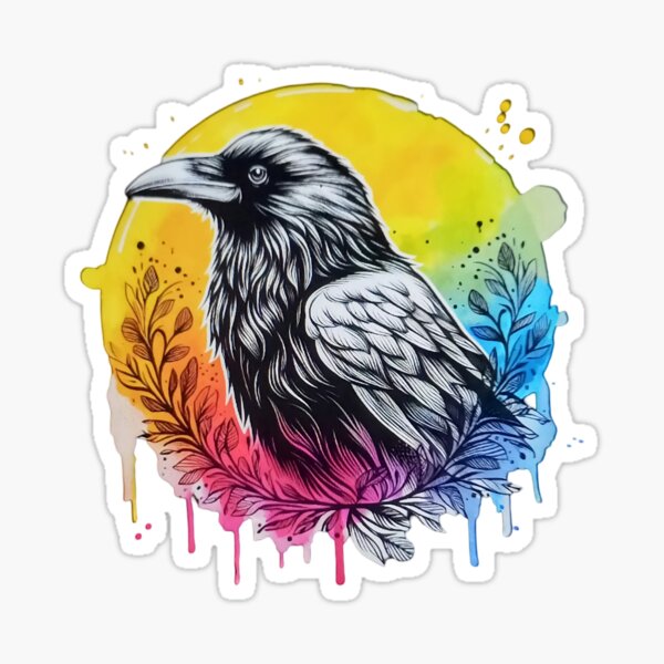 Item preview, A Majestic Raven with a Colorful Circle in the Background designed and sold by Marcoshop10.