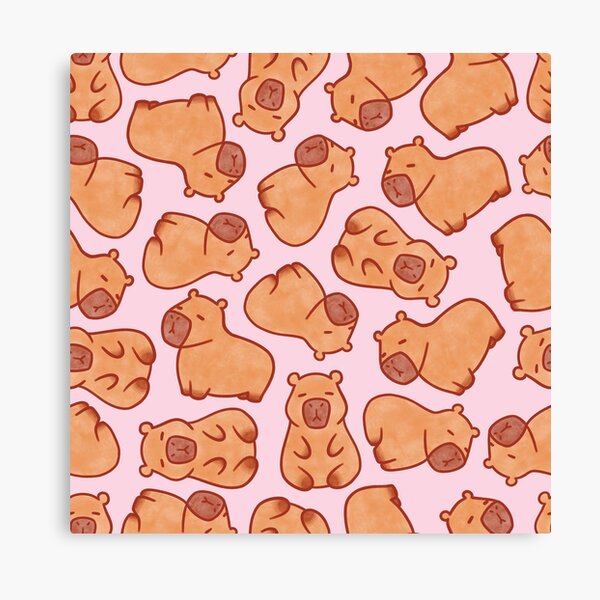 Item preview, Capybara pattern with pink background designed and sold by winterpumpkin.