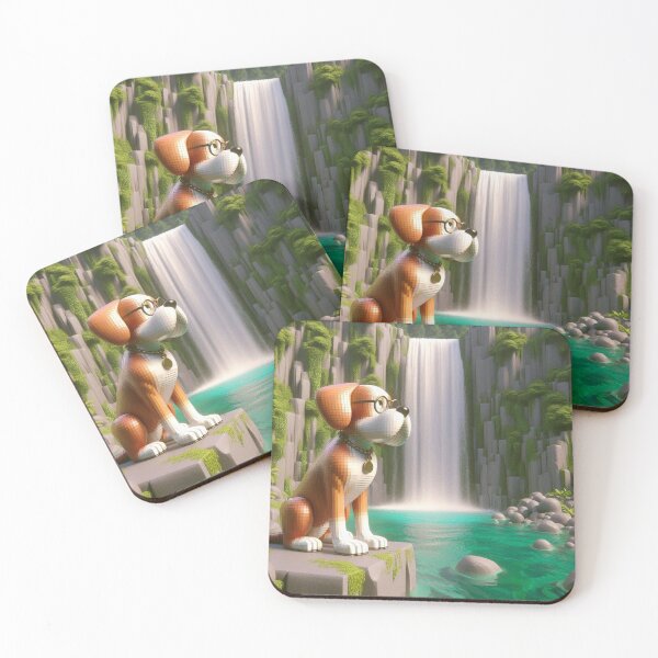 Item preview, Cute Geometric Dog Art Print - Waterfall Landscape designed and sold by choder61.