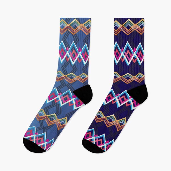 Item preview, Multicolored geometric pattern on blue background designed and sold by wonghong.