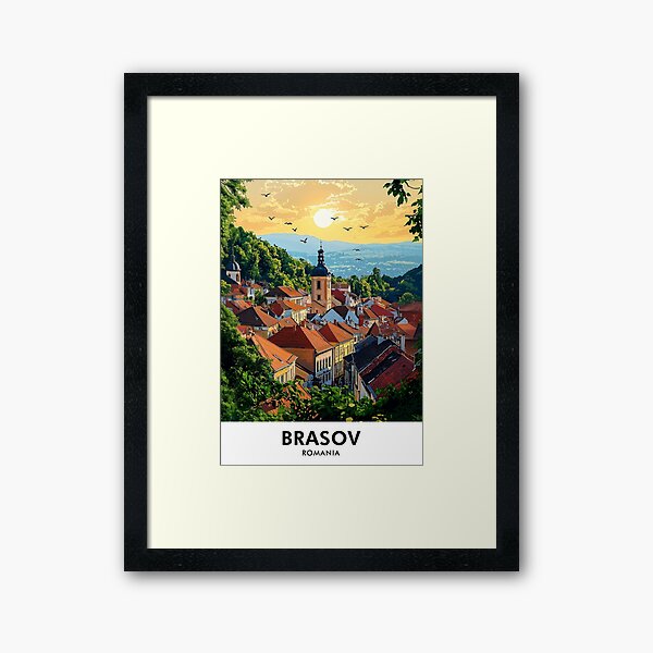 Item preview, Brașov Romania Retro Travel Print designed and sold by HomeLivingCo.