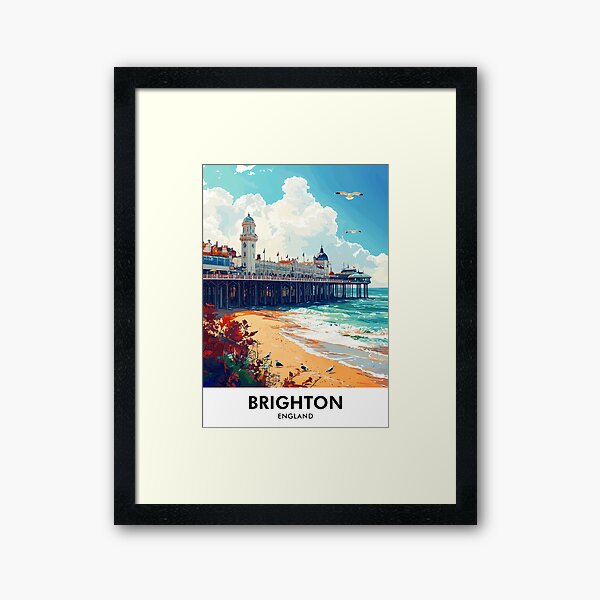 Item preview, Brighton England Retro Travel Print designed and sold by HomeLivingCo.