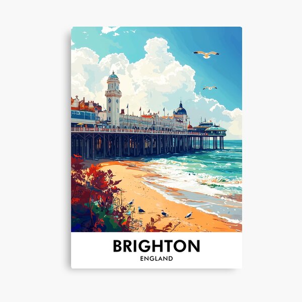 Item preview, Brighton England Retro Travel Print designed and sold by HomeLivingCo.