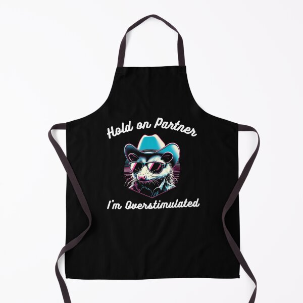 Item preview, Hold on Partner I'm Overstimulated funny possum cowboy retro designed and sold by snowry.