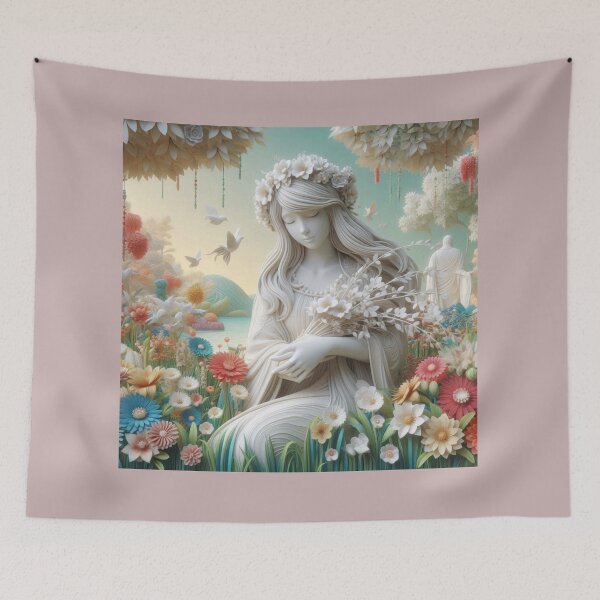 Item preview, Floral Angel: Girl Gathering Garden Blooms Art Print designed and sold by choder61.