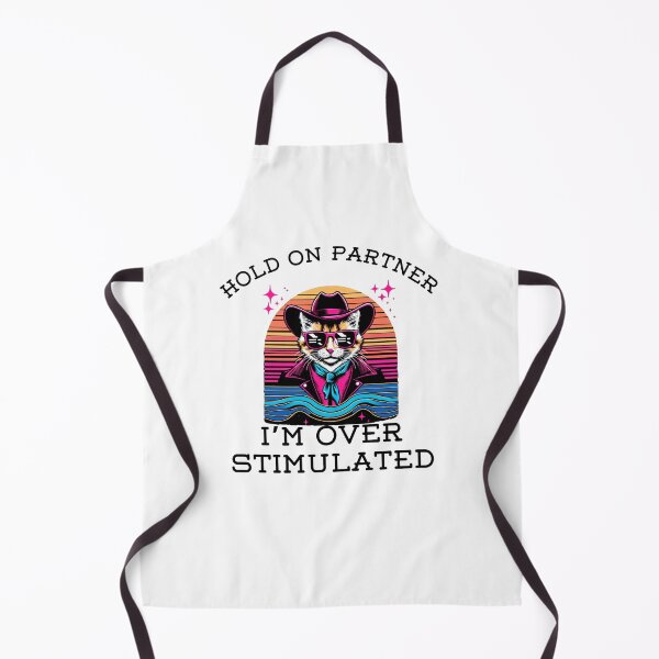 Item preview, Retro Hold on Partner I'm Overstimulated funny cat cowboy designed and sold by snowry.
