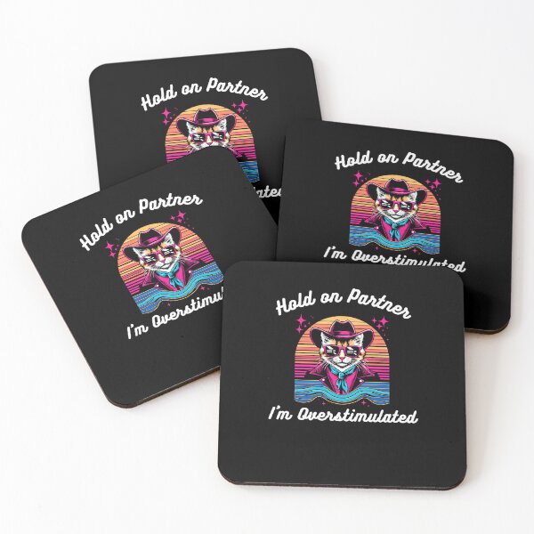 Item preview, Hold on Partner I'm Overstimulated retro cat cowboy funny designed and sold by snowry.