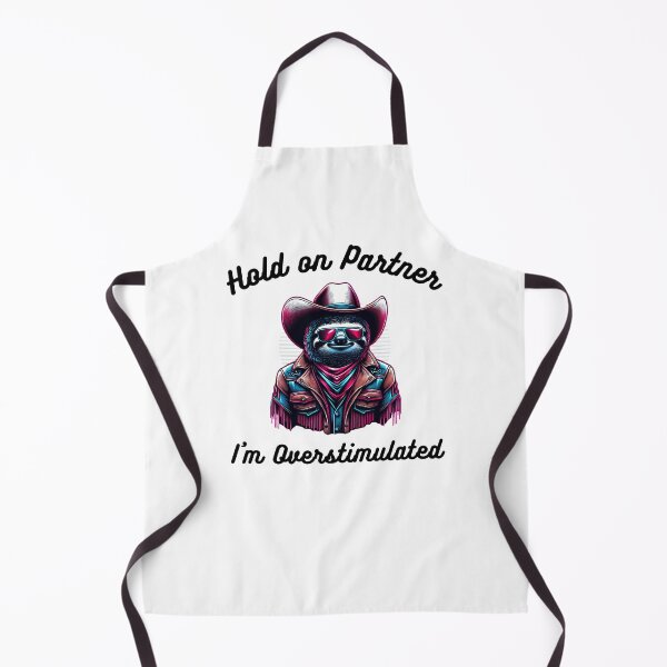 Item preview, Retro Hold on Partner I'm Overstimulated funny sloth cowboy designed and sold by snowry.