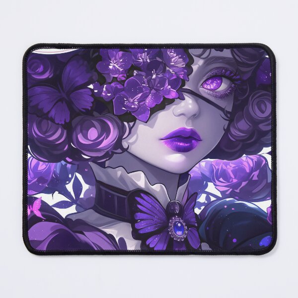 Item preview, Fantasy art of a Gothic Girl with butterflies and an eyepatch. designed and sold by VibeXVerse.